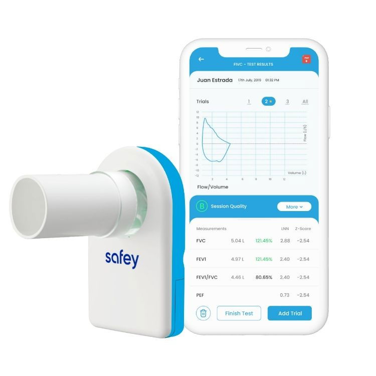 Safey Clinic Spirometer Lite Smart Clinical Grade Spirometer Medzell
